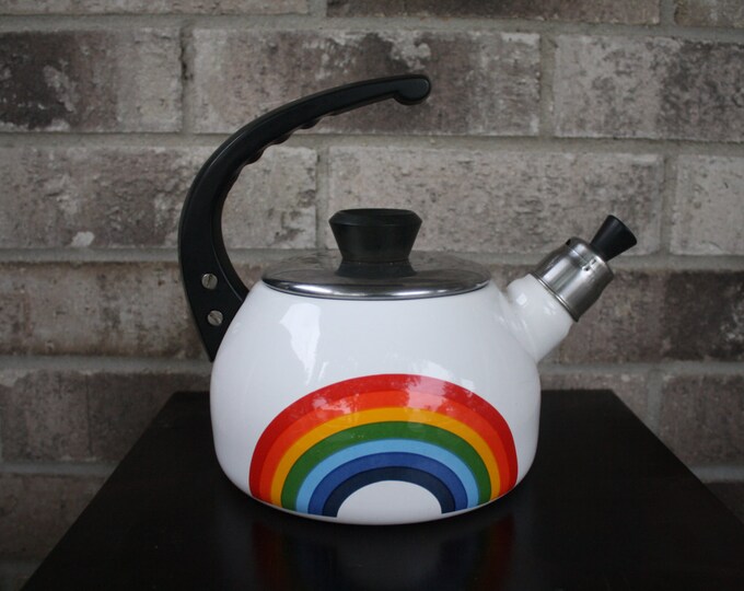 Vintage Enamel Rainbow Tea Kettle Stove Top Tea Kettle Etsy