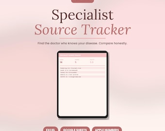 spezialist Quelle Tracker Tabelle | Empfehlungen Wartezeiten Bewertungen Telemedizin | 5 Ästhetische Themen | Sofortiger digitaler Download