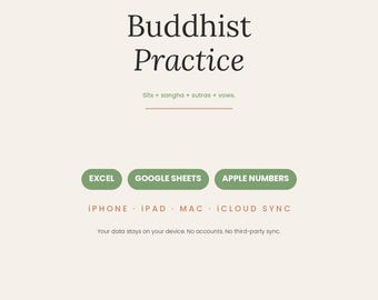 Buddhist Practice Spreadsheet | Sits Sutras Sangha Retreats | Apple Numbers Google Sheets Excel | iCloud Sync | Dharma