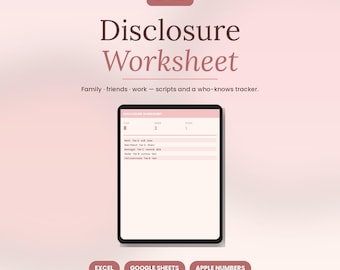 Offenlegung Arbeitsblatt | Familie Freunde Arbeit Erwachsene ADHS Autismus | 5 Ästhetische Themen | Sofortiger digitaler Download