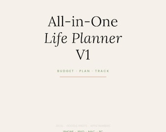 All in One Life Planer | Excel Google Sheets Apfelzahlen | Budget Gewohnheit Ziel-Tracker | iPhone iPad Mac | Digitaler Download