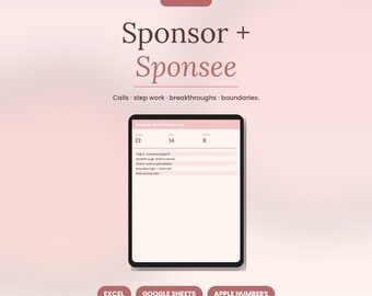 Paten Beziehung Log Tabelle | Schritt Arbeit Nennt Grenzen Sponsee Hinweise | 5 Ästhetische Themen | Sofortiger digitaler Download