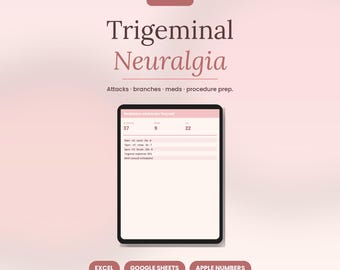 Trigeminusneuralgie Tracker Tabelle | Attacks Löst Carbamazepin EVD Prep | 5 Ästhetische Themen | Sofortiger digitaler Download