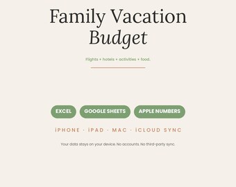Familienurlaub Budget Tabelle | Flüge Unterbringung Aktivitäten Pro-Person | Apfelzahlen Google Sheets Excel | iCloud Synch