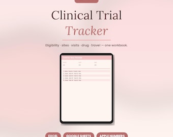 Klinische Studie Tracker Tabelle | Berechtigung Seiten Besuche Medikament Reisekosten | 5 Ästhetische Themen | Sofortiger digitaler Download