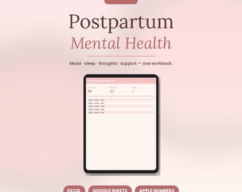 Postpartum Mental Health Spreadsheet | Mood Sleep Intrusive Thoughts Support | 5 Aesthetic Themes | Instant Digital Download