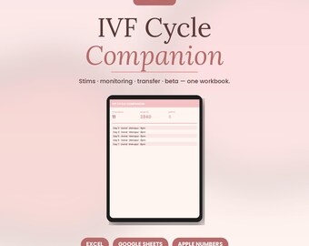 IVF Zyklus Begleiter Tabelle | Stim Meds Monitor Retrieval Transfer Beta | 5 Ästhetische Themen | Sofortiger digitaler Download