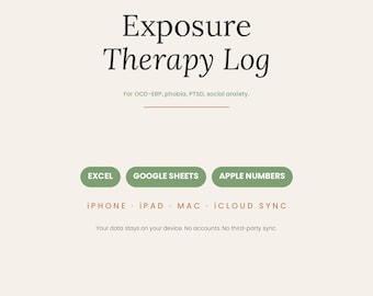 Belichtungstherapie Log Tabelle | Hierarchy and Suds Tracker | OCD Phobie Angst | Apfelzahlen Google Sheets Excel | iCloud Synch
