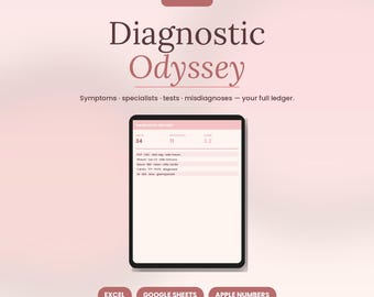 Diagnostische Odyssee Begleiter Tabelle | Anzeichen dafür Spezialisten Tests Fehldiagnostiken | 5 Ästhetische Themen | Sofortiger digitaler Download