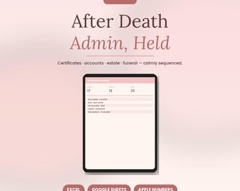 Nach dem Tod 2016-2018 | Mitteilungen Konten Nachlass Beerdigung | 5 Ästhetische Themen | Sofortiger digitaler Download