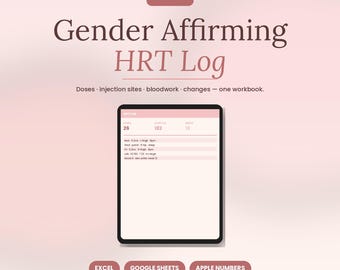 Gender Affirming HRT Log Tabelle | Östradiol Testosteron-Blocker Blutarbeit | 5 Ästhetische Themen | Sofortiger digitaler Download