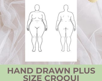 Modelo de Figura de Moda em PDF | Croqui em Branco para Desenhos Digitais e Impressos | Tamanhos Grandes