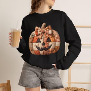 Patch work Pumpkin Crewneck Sweatshirt