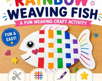 Rainbow Fish Weaving Craft Printable | Ocean Fine Motor Activity for Preschool Kindergarten | PDF