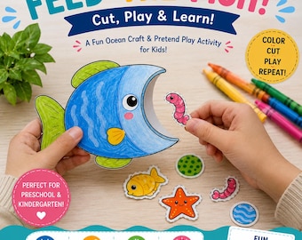 Feed the Fish Craft Printable | Ocean Fine Motor Activity for Preschool Kids