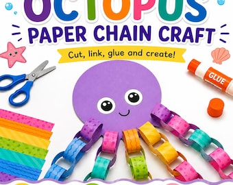 Octopus Paper Chain Craft Kit | Ocean Preschool Activity (Digital Download)