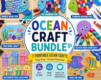 Ocean Craft Bundle | 7 Easy Printable Crafts | Preschool Kinder Activity PDF
