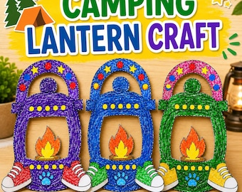 Camping Lantern Craft Printable | Summer Camp Activity | Campfire Lantern Template