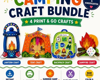 Camping Craft Bundle for Kids | Summer Camp Activities | Printable Camping Crafts | Preschool Kindergarten PDF