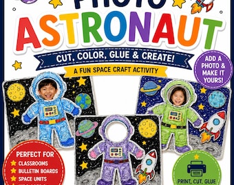 Photo Astronaut Craft | Space Template | Printable Activity | Preschool Craft | Kindergarten STEM