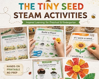 The Tiny Seed STEAM Activities | Pre Kindergarten Printable Worksheets | Spring Science & Math Pack
