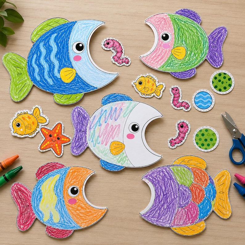 Feed the Fish Craft Printable | Ocean Fine Motor Activity for Preschool ...