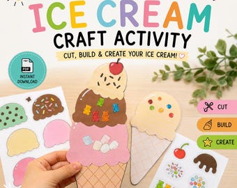 Build Your Own Ice Cream Craft Activity | Preschool Summer Cut and Paste (PDF Download)