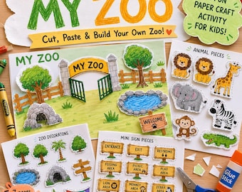 Zoo Craft Printable | Build Your Own Zoo | Cut & Paste Activity