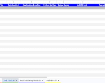 Professional Job Search Tracker Google Sheets | Automated Application Template | Tech, IT, & Corporate Career Dashboard, Interview Log