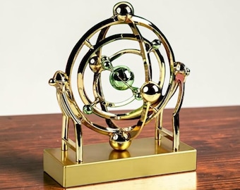 Kinetic Solar System Sculpture Rotating Celestial Orbit Art Modern Desktop Decor Gift
