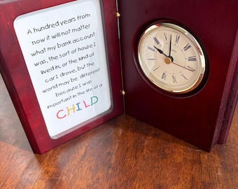 Photo Desk Clock  4x6 Picture Frame Retirement Gift Birthday Anniversary Graduation Award