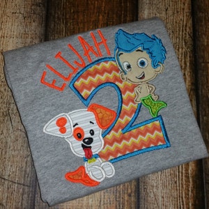 Bubble Guppies Gil & Bubble Puppy Birthday Applique shirt