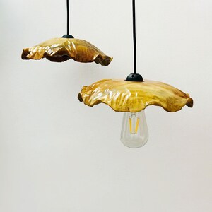 Natural wood pendant light handmade live edge lampshade rustic home decor dining room lamp