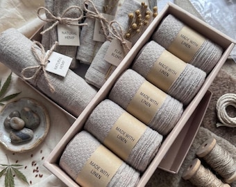 Set di 5 calzini in cotone e canapa fatti a mano – Maglia in fibra naturale – Calzini traspiranti – Antiodore – Non formano pelucchi – per uomo e donna