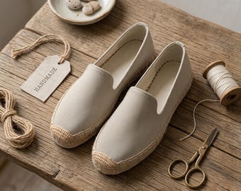 Handmade Vintage Woven Straw Espadrille  Flats –Breathable, Sweat-Absorbing And Odor-Contro - Casual Summer Shoes