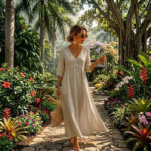 cotton loose dresses Amazon.com: Cotton Linen Maxi Dress for Women Casual Loose Fit Beach  Vacation Sundress Deep V Neck Flowy Tiered Long Dresses Beige : Clothing,  Shoes & Jewelry