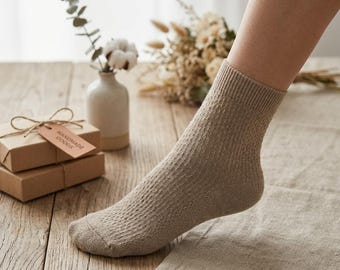 Set di 5 calzini in cotone e canapa fatti a mano – Maglia in fibra naturale – Calzini traspiranti – Antiodore – Non formano pelucchi – per uomo e donna