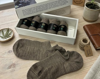 Set di 6 calzini in cotone e canapa fatti a mano – Maglia in fibra naturale – Calzini traspiranti – Antiodore – Non formano pelucchi – per uomo e donna