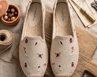 Espadrillas sportive basse vintage ricamate a mano – Traspiranti, assorbono il sudore e controllano gli odori.