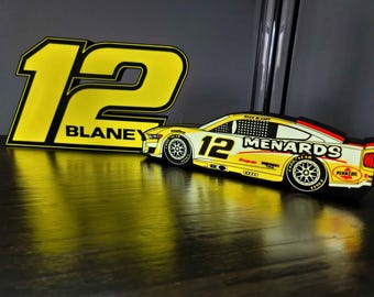 Ryan Blaney No 12 LED Light Sign, NASCAR Menards Pennzoil Fan Cave Decor, Team Penske Lighted Sign, Automotive Racing Garage Desk Lamp