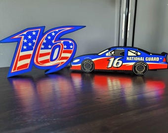 Greg Biffle No 16 LED Light Sign, NASCAR National Guard Fan Cave Decor, Roush Racing Nostalgia Lighted Sign, Military Veteran Garage Lamp
