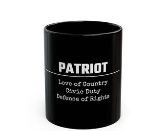 PATRIOT Values Mug | Black Ceramic Coffee Cup (11oz, 15oz)