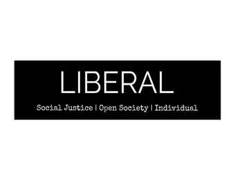 LIBERAL bumper sticker | Social Justice Open Society Individual
