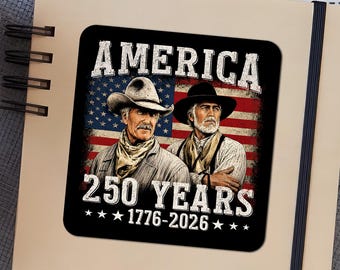 USA 250 Years Sticker Magnet, 1776 2026 Patriotic Cowboy Decal, Vintage America Flag Gift, Fourth Of July Independence Day
