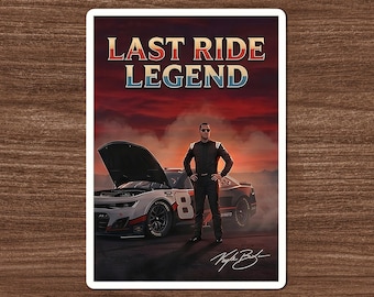 カイル・ブッシュ ラストライド レジェンド ステッカー マグネット、NASCAR メモリアル デカール、レーシング トリビュート ギフト、レーシング カー ドライバー ラップトップ ステッカー