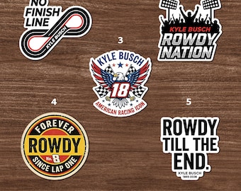Pegatina Kyle Busch Rowdy Nation, calcomanía de homenaje a NASCAR, imán de carreras Forever Rowdy