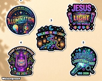 Jesus Is The Light Of The World Sticker Magnet, VBS 2026 Illumination Station Faith Decal
