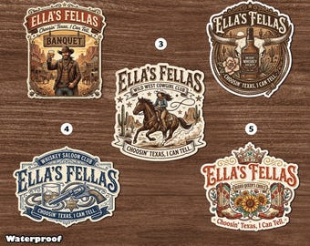 Ella Fella Sticker Magnet, Western Cowgirl Club Decal, Country Music Fan Gift, Texas Rodeo Cowboy Western Aesthetic