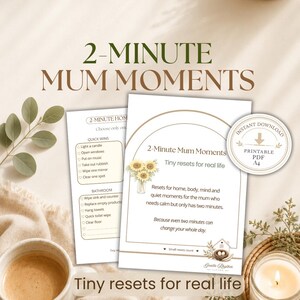 2-Minute Mum Moments | Printable Reset Planner for Busy Mums | Home Body Mind Resets | A4 Digital Download | Instant Download