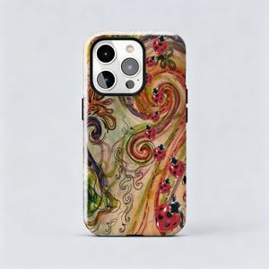 Whimsy Twee Ladybug Phone Case – Swirls & Polka Dot For iPhone Samsung